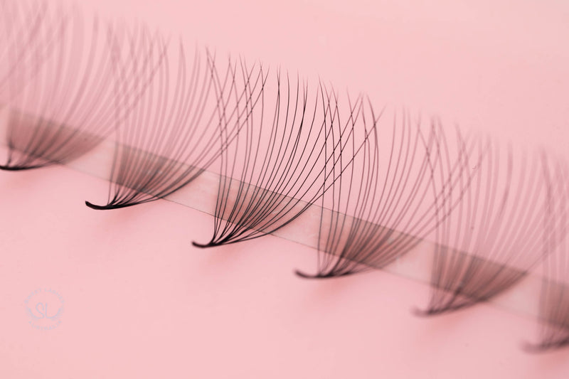 Super sharp and pointy base  - 100% handcrafted by proficient lash artists  - Eco-friendly trays  - Materials: the highest quality Korean PBT fiber  - 100% handmade so they are not identical  - The fans are soft, black, and fluffy which will help you to create beautiful Volume sets easily in the same time as a Classic set.  - Curls: C & D  - Mixed Lengths: 9-16mm  - Dimensions: 18D (0.03mm)