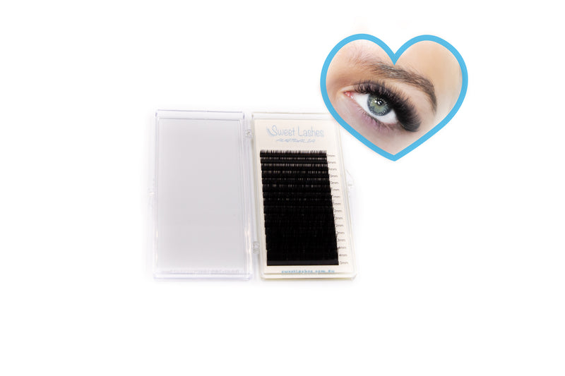 Our Premium Jet Black 0.03mm Mega Volume Lash Trays offer the jet black lashes that are designed with the deepest shade of black to help you create fuller looking sets more easily and quickly. They are so soft with matte finish to help you achieve feather-like and natural looking sets.  Materials: the highest quality Korean PBT   - Consistent, long-lasting curl   - Easy to remove off the strip 